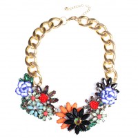 Briar Borealis Jeweled Flower Statement Necklace 